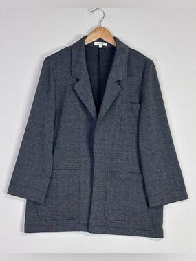 Madewell Plaid Blazer Jacket Gray Blue Tailored Career Layer Size M